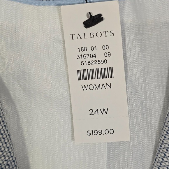 Talbots Womens Blazer 24W Blue White 2 Button Career Preppy Minimal Office - Picture 7 of 13